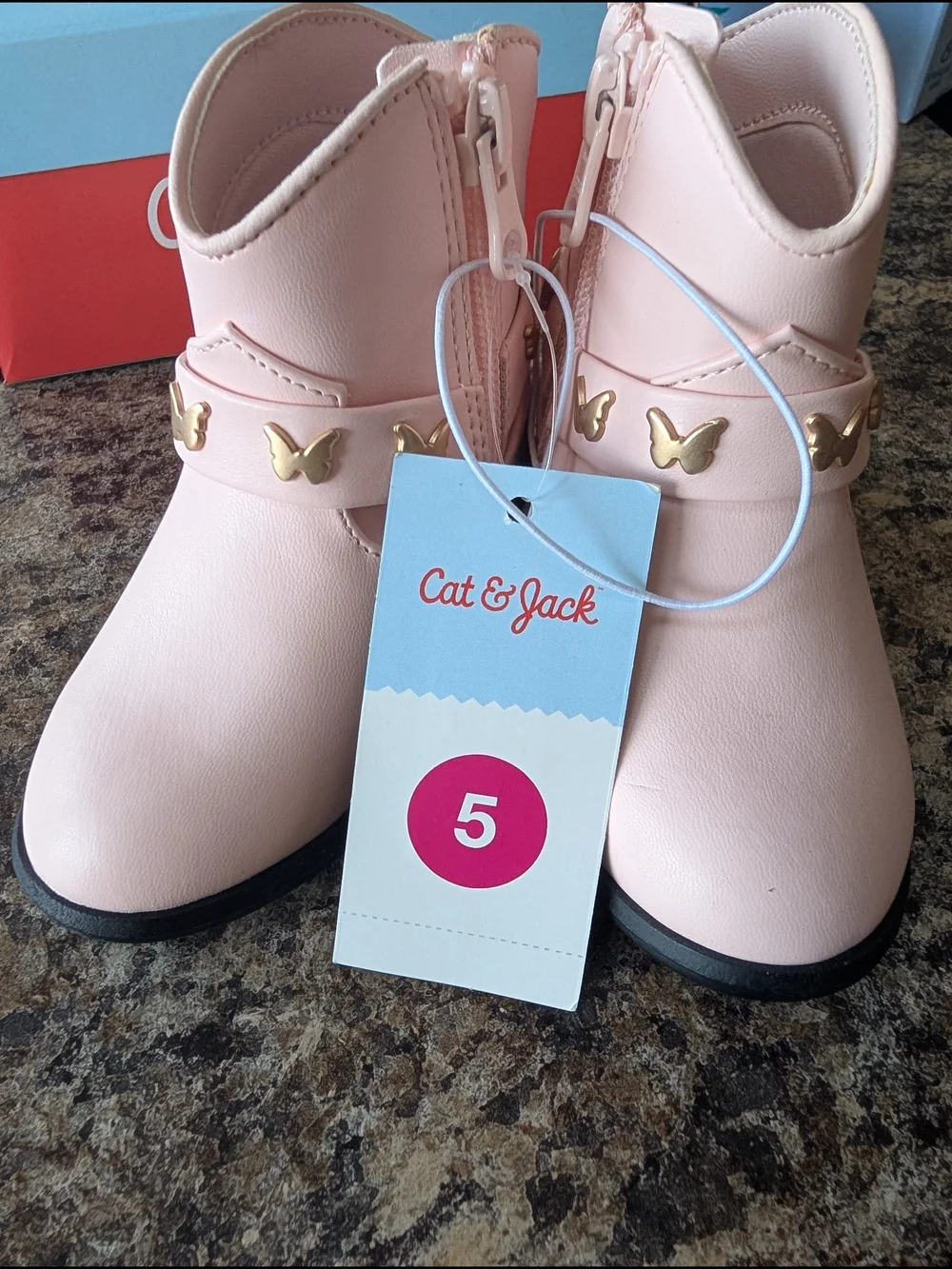 Cowgirl Boots Light Pink Toddler Size 5 Butterfly Studs On The Straps